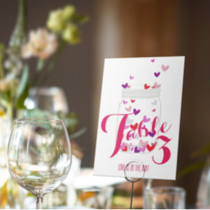 Love Is In The Air Hearts Party Number Table Cards