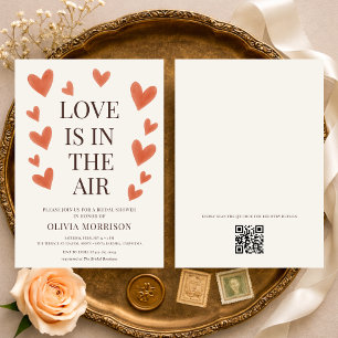 Love is in the Air Hearts QR Code Bridal Shower Invitation