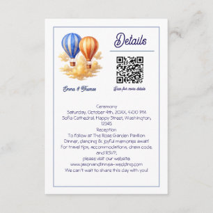 Love Is in the Air Hot Air Balloon Travel Wedding Enclosure Card