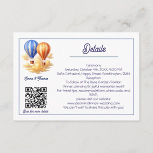 Love Is in the Air Hot Air Balloon Travel Wedding Enclosure Card