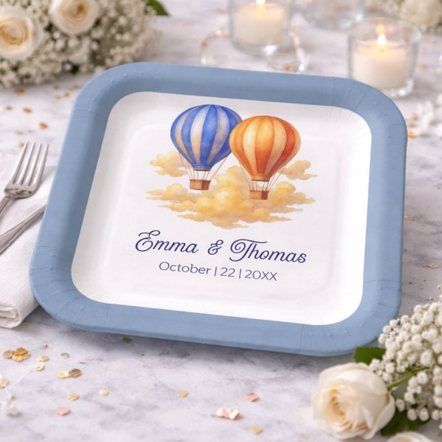 Love Is in the Air Hot Air Balloon Travel Wedding  Paper Plate (Creator Uploaded)