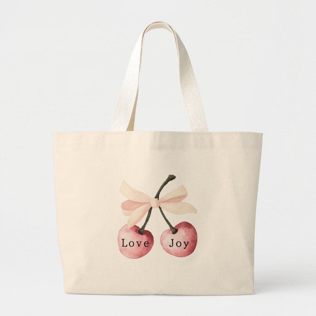 Love is in the air Joy Cherries Large Tote Bag (Front)