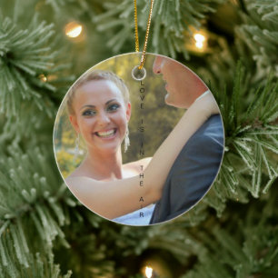 LOVE IS IN THE AIR, just married Ceramic Tree Decoration