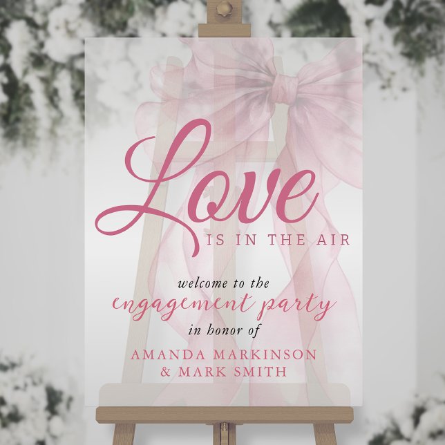 Love Is In The Air Mauve Bow Engagement Welcome Acrylic Sign (Creator Uploaded)
