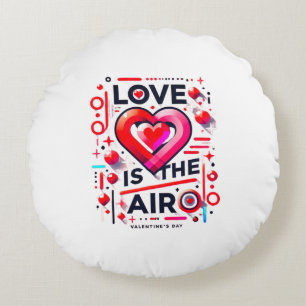 "Love is in the Air Modern Valentine's Day Round Cushion
