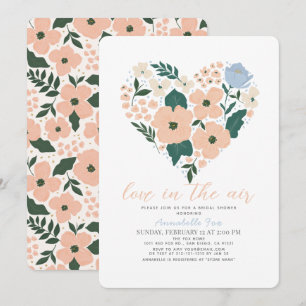 Love is in the Air Pink Floral Bridal Shower Invitation