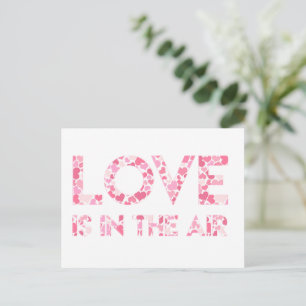 LOVE IS IN THE AIR - Pink Hearts Pattern Postcard