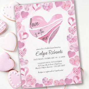 Love is in the Air Pink Love Hearts Bridal Shower Invitation