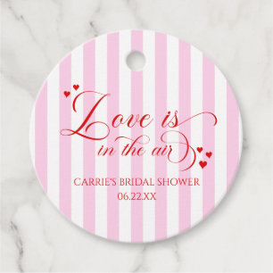 Love Is In The Air Pink Red Hearts Bridal Shower Favour Tags