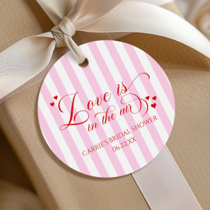 Love Is In The Air Pink Red Hearts Bridal Shower Favour Tags