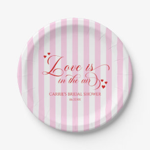 Love Is In The Air Pink Red Hearts Bridal Shower Paper Plate