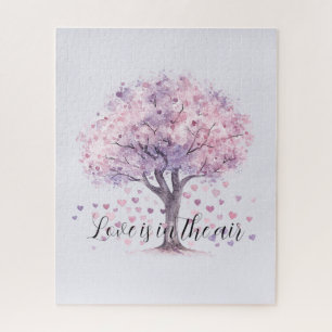 Love is in the air Purple Hearts Tree Jigsaw Puzzle