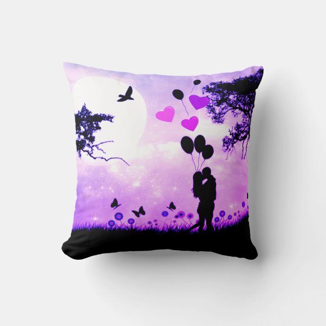 "Love is in the air" Purple Magic Couples Cushion (Front)