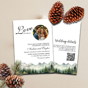 Love is in the air QR Code and Photo Wedding Invitation