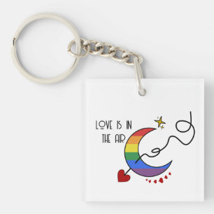 Love Is In The Air Rainbow LGBTQ Flag Key Ring