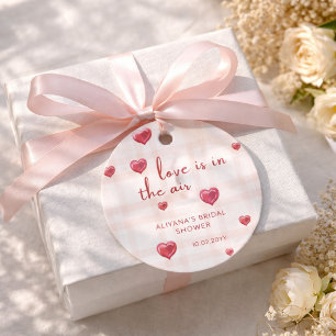 Love Is In The Air Red Hearts Bridal Shower Favour Tags