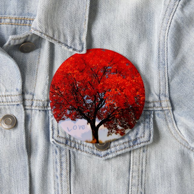 Love is in the air...Red Tree 10 Cm Round Badge (In Situ)
