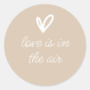 Love is In the Air Simple Beige Sticker with Heart