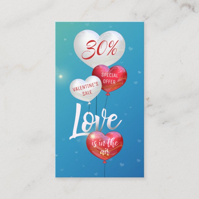 Love Is In The Air Valentine Balloons Discount Card (Front)