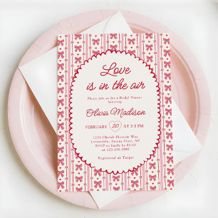 Love Is In The Air Valentine Bow Bridal Shower Invitation