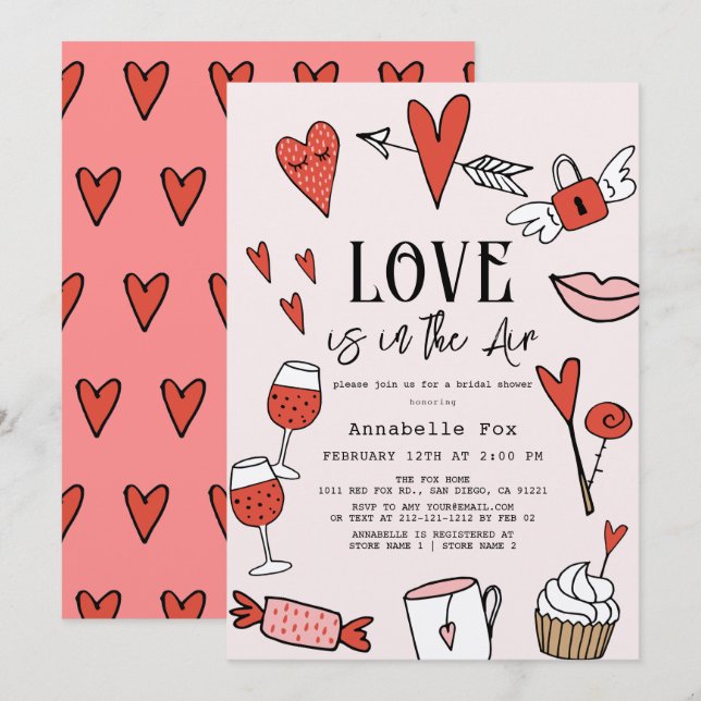 Love is in the Air Valentine Bridal Shower Invitation (Front/Back)