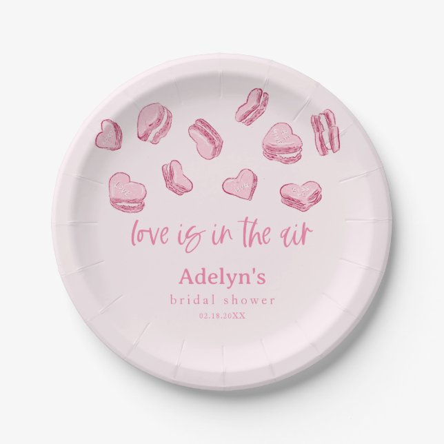 Love Is In The Air Valentine Bridal Shower Paper Plate (Front)