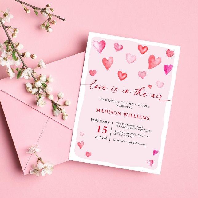 Love Is In The Air Valentine's Bridal Shower Invitation (Creator Uploaded)