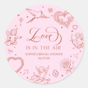 Love Is In The Air Valentine's Day Bridal Shower Classic Round Sticker