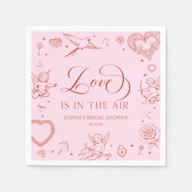 Love Is In The Air Valentine's Day Bridal Shower Napkin (Front)