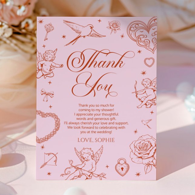 Love Is In The Air Valentine's Day Bridal Shower Thank You Card (Creator Uploaded)