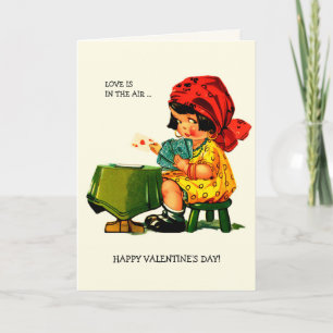 Love is in the Air. Vintage Art Valentine's Day Holiday Card