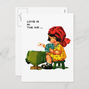 Love is in the air. Vintage Art Valentine's Day  Holiday Postcard