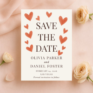 Love is in the Air Watercolor Hearts Save the Date