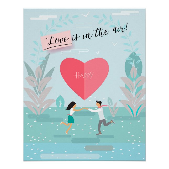"Love is in the Air!" Wedding Day Modern Trendy Poster (Front)