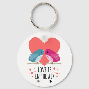 Love is in the air with cute cartoon birds in love key ring