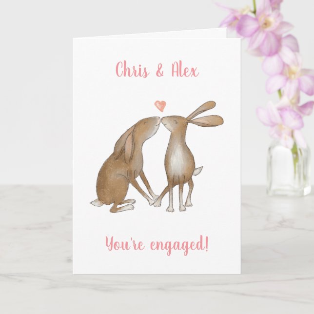 Love is in the hare engagement card (Orchid)