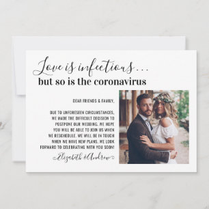 Love is Infectious 2 Photo Change the Date Wedding Announcement