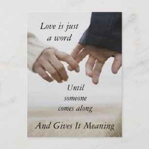 Love is just a word announcement postcard
