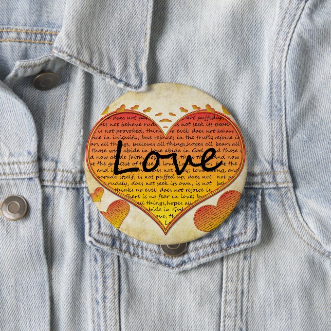 Love is Kind 1 Corinthians 13 Hearts 10 Cm Round Badge (In Situ)