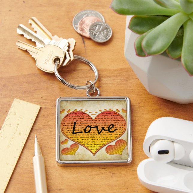 Love is Kind  1 Corinthians 13 Hearts Key Ring (Desk)