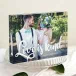 Love is Kind Photo and Name Block<br><div class="desc">Inspirational Love is Kind Custom Photo and Personalised Name Keepsake Photo Block.</div>