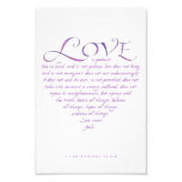 Love is Kind Quote Typography Blue/Purple Heart