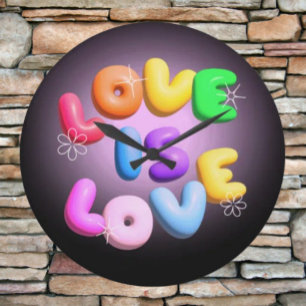 Love Is Love 3D Rainbow Pride Wall Clock