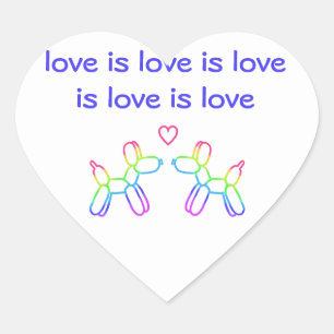 Love is Love Balloon Dogs Heart Sticker
