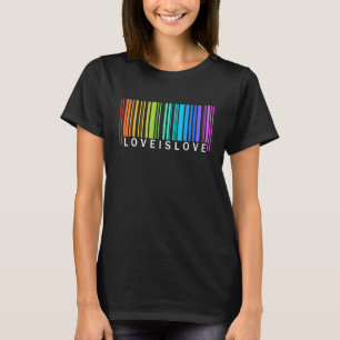 Love Is Love Barcode Rainbow Flag  Lgbt Gay Lesbia T-Shirt