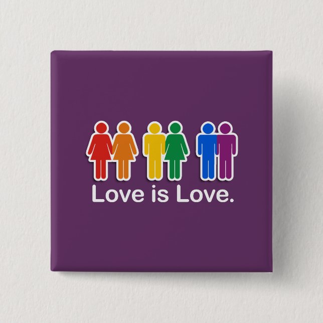 LOVE IS LOVE BASIC 15 CM SQUARE BADGE (Front)