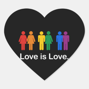 LOVE IS LOVE BLACK HEART STICKER