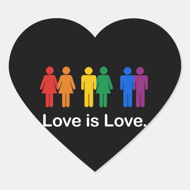 LOVE IS LOVE BLACK HEART STICKER (Front)