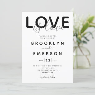 Love is Love Black White Gay Wedding Invitation