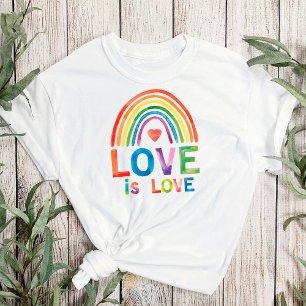 "Love Is Love" Bright Colour Rainbow Gay Pride Pos T-Shirt